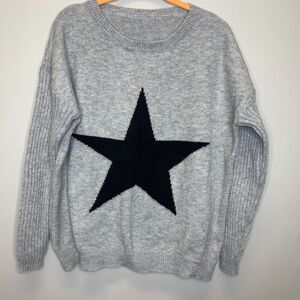 Womens‎ Crew Star Sweater Gray Navy Preppy Patriotic Minimalist Classic Academia